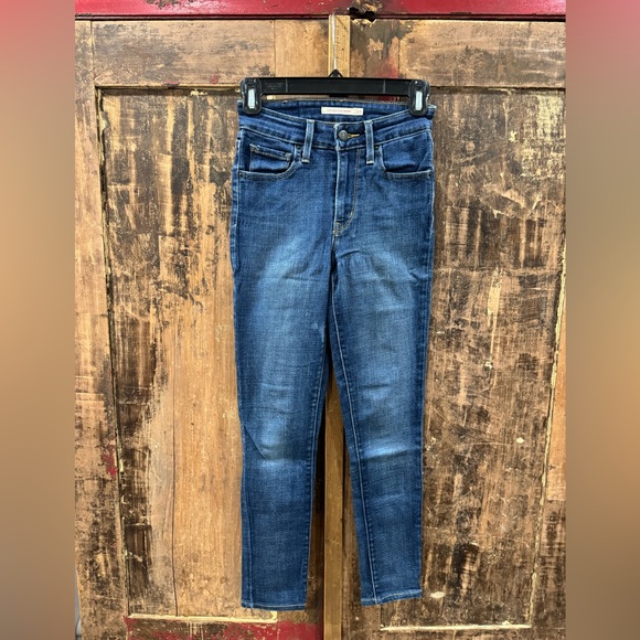 LEVIS 721 HIGH RISE SKINNY WOMENS DENIM BLUE JEANS HEMMED 24 - Picture 3 of 15